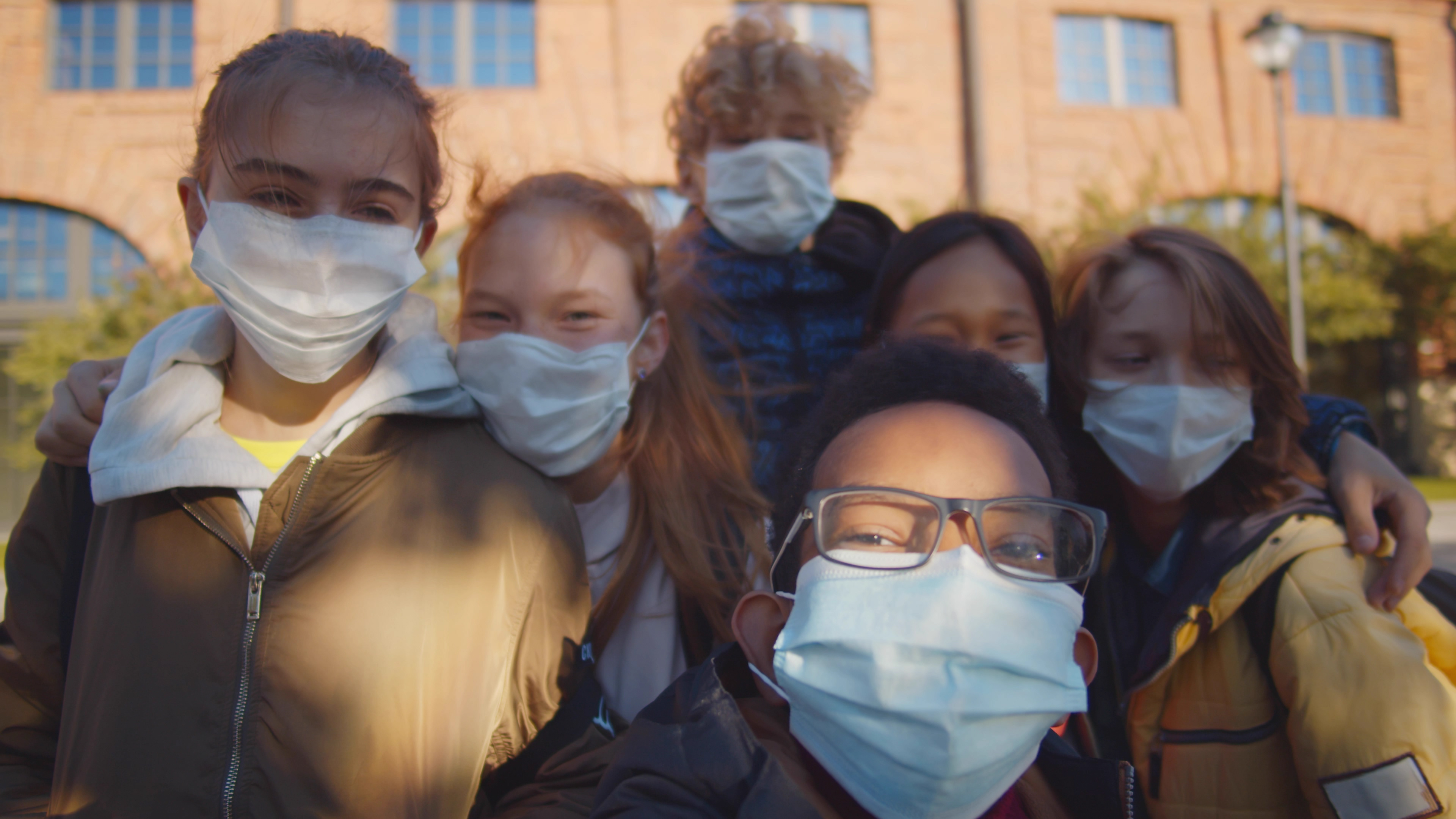 kids wearing masks at school