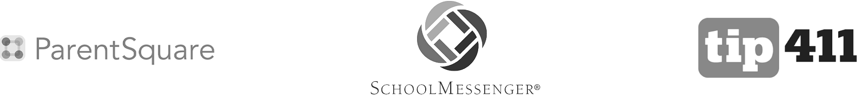 ParentSquare, SchoolMessenger and Tip411 logos