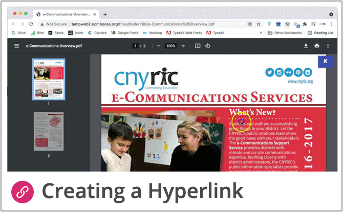 Click here for Creating a Hyperlink