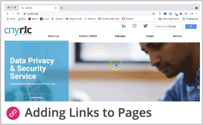 Click here for Adding Links to Pages