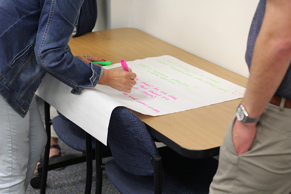 district representatives begin jotting down ideas for what data visualizations might look like